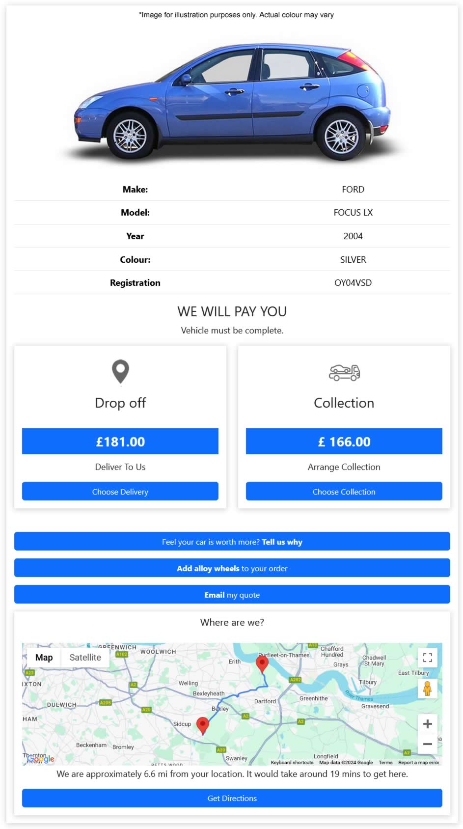 A screenshot of the scrap and vehicle pricing software